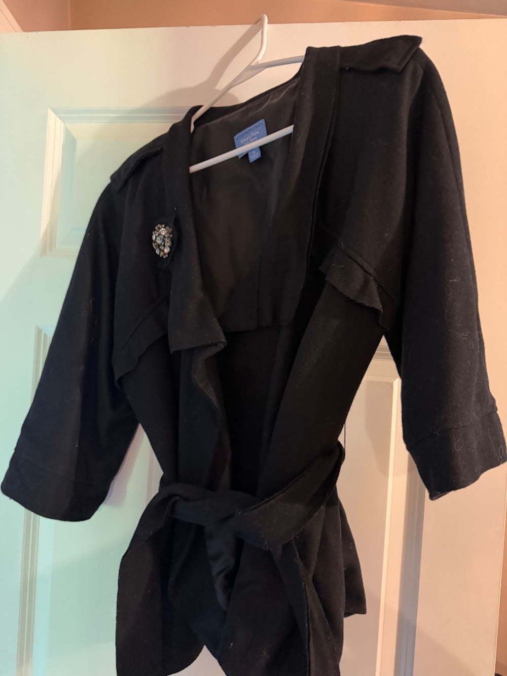 Lined wool wrap blazer 3/4 sleeve